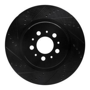 Volvo V70 Brake Rotor (1) - Rear Left - R1 Concepts - Drilled & Slotted - Black - `04-`07